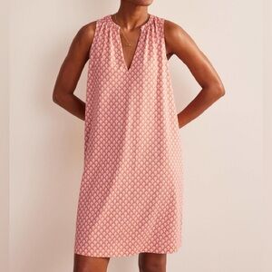 Boden coral white sleeveless shift dress with notch neck US size 6